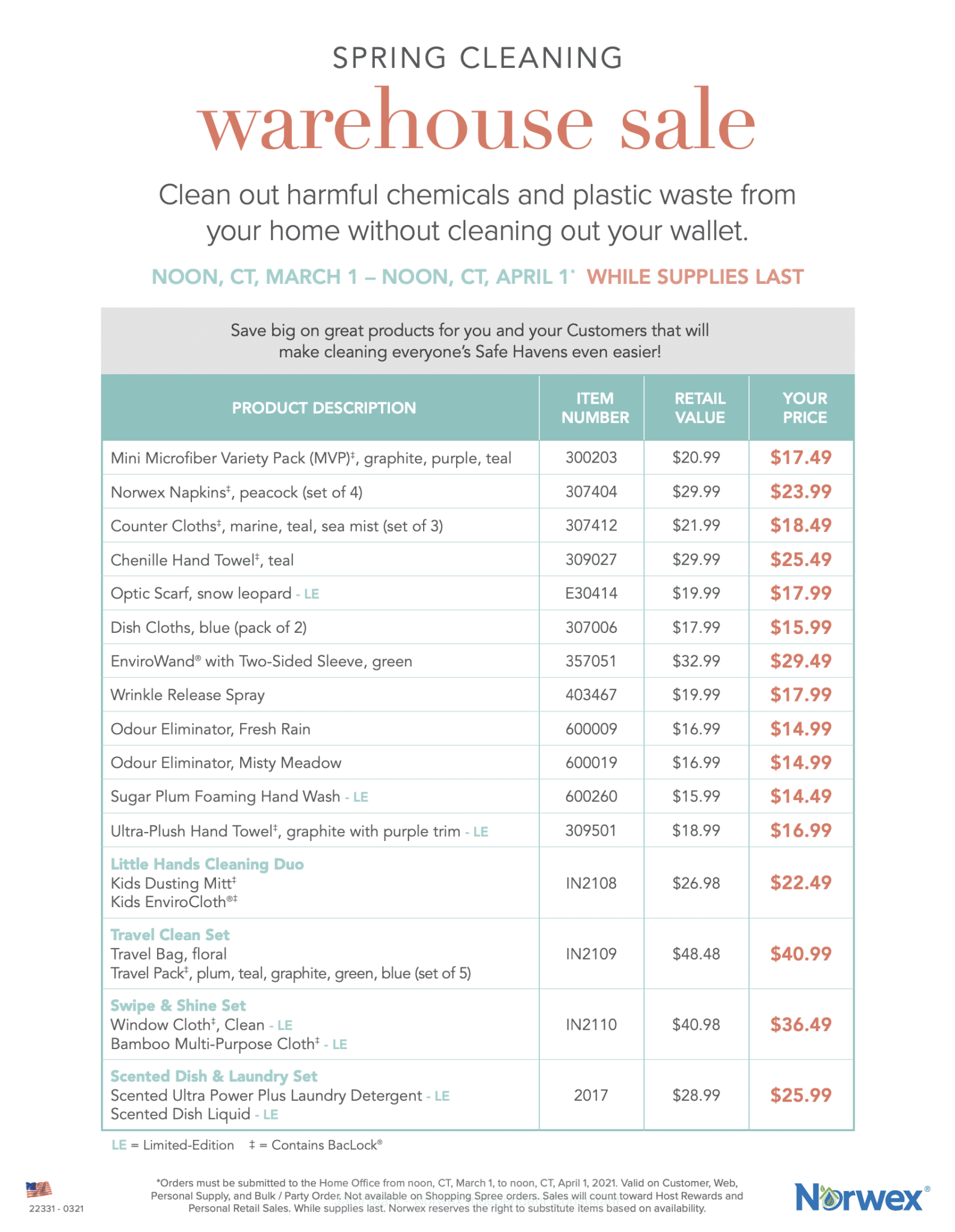 March 2021 Norwex Warehouse Sale Best Microfiber Cleaning