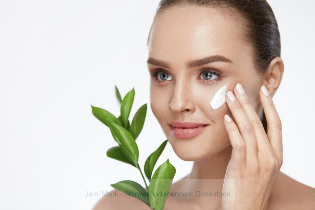 Woman using vegan skin care products