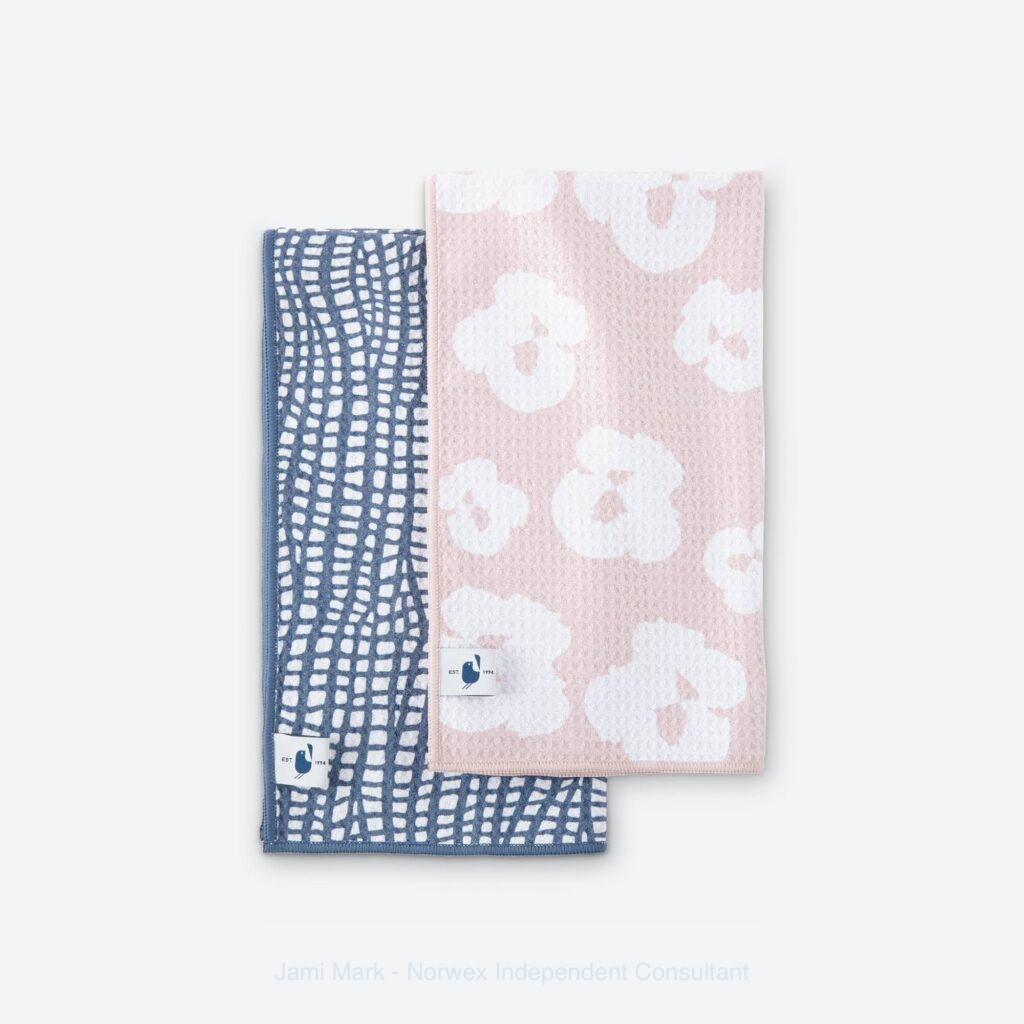 Norwex Tea Towels in pink and blue