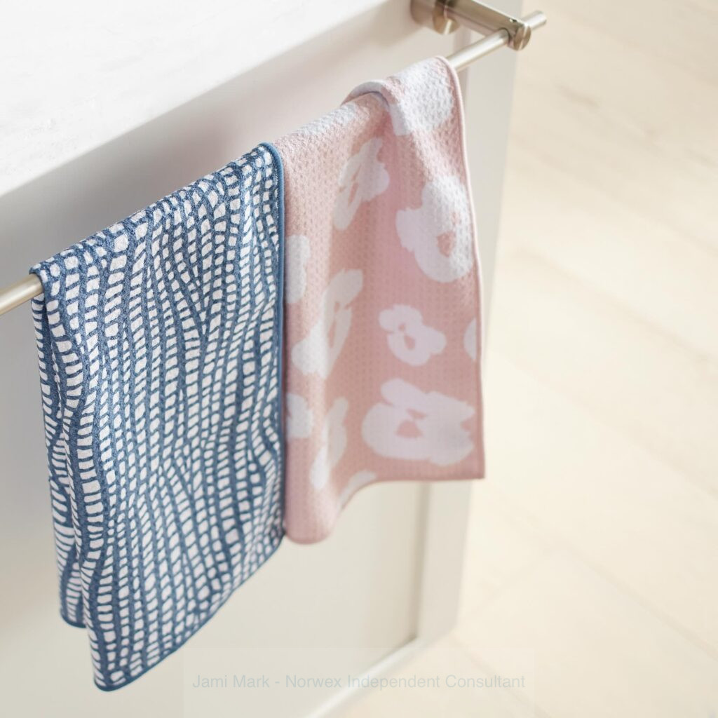 Norwex Tea Towels hanging on a handle